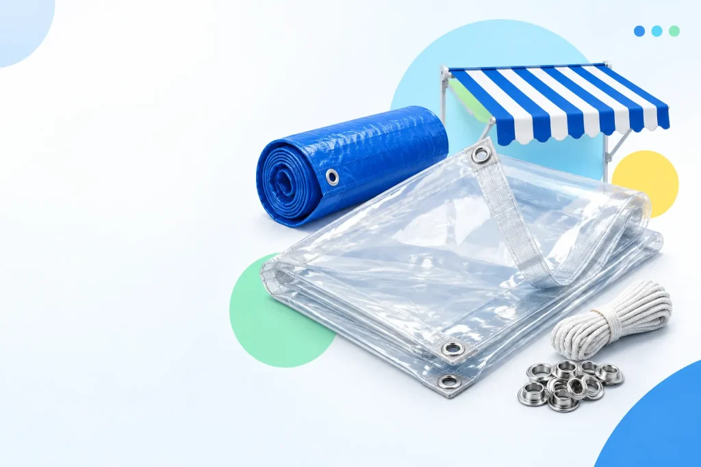 Buying Guide ผ้าใบกันฝน เลือกแบบไหนดี? เปรียบเทียบผ้าใบใส PE PVC และผ้าใบกันสาด